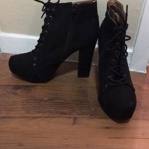 Black laced up booties